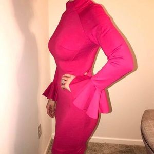 Pink Jovani Cocktail- Bell sleeves